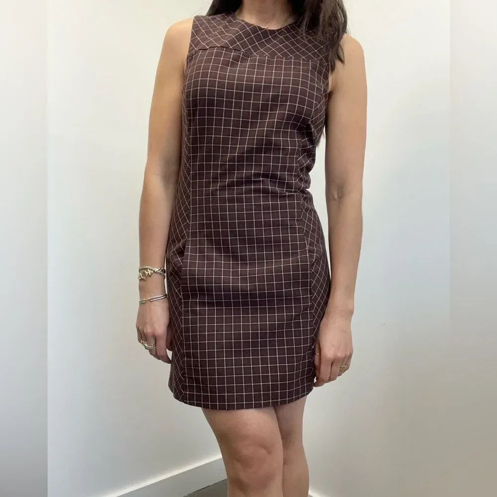 Vintage Esprit 90’s Preppy Burgundy Checkered Plaid Mini Dress Size S